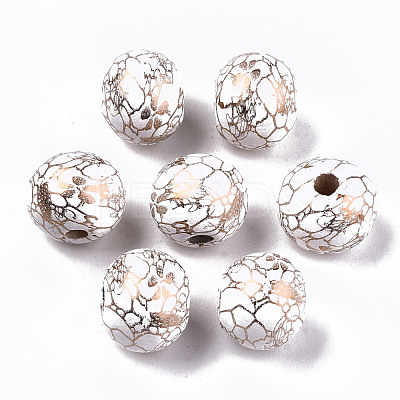 Spray Painted Natural Wooden Beads WOOD-R270-03B-1