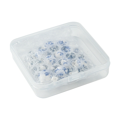 30Pcs 3 Styles Floral Printed Porcelain Beads PORC-FS0001-05-1