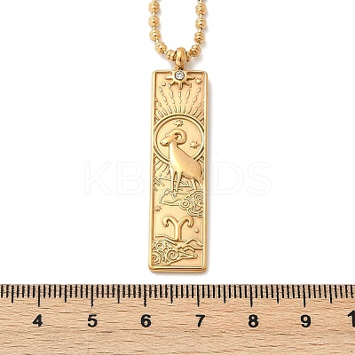 304 Stainless Steel Clear Cubic Zirconia Rectangle Constellation Pendant Necklaces for Women Men NJEW-S435-01G-A-1