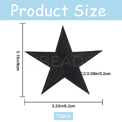 12Pcs Star Shape Cloth Embroidery Applqiues PATC-GF0001-33A-1