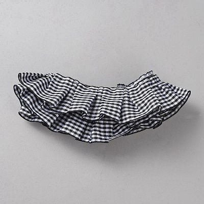 10 Yards Polyester Ruffled Pleated Tartan Lace Ribbon OCOR-WH0091-91D-1