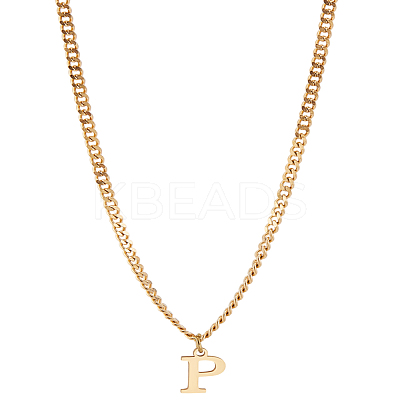 1Pc 304 Stainless Steel Letter Pendant Necklaces NJEW-LP0001-33P-G-1