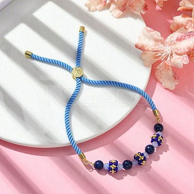 3Pcs 3 Styles 6mm Round Dyed Natural Lapis Lazuli & Yellow Jade & Black Onyx Bead Slider Bracelet Sets BJEW-MZ00062-1