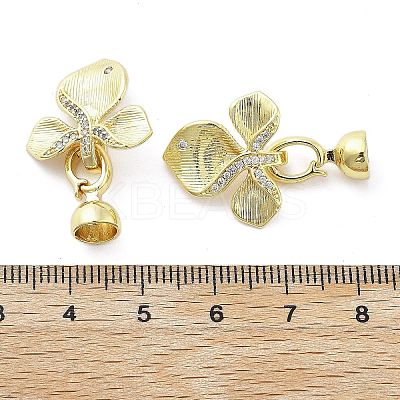 Brass Micro Pave Clear Cubic Zirconia Fold Over Clasps KK-Z080-05G-1