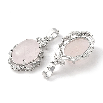 Natural Rose Quartz Oval Pendants G-NH0025-15P-21-1