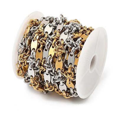 304 Stainless Steel Two Tone Oval with knot Link Chains CHS-F022-03GP-1