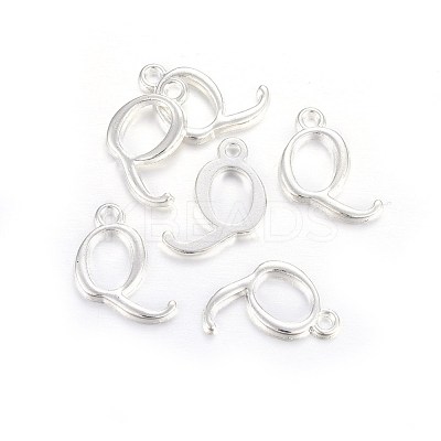 Silver Color Plated Alloy Letter Pendants X-PALLOY-J718-01S-Q-1
