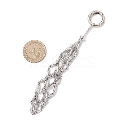 304 Stainless Steel Macrame Pouch Empty Stone Holder Pendant Decorations AJEW-JB01414-02-1