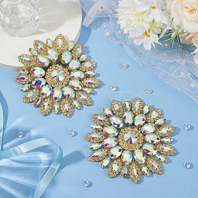 2Pcs Alloy with Rhinestone Handicraft Beading Appliques AJEW-FG0004-29A-1