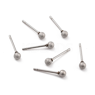 Tarnish Resistant 201 Stainless Steel Textured Ball Stud Earrings STAS-Z039-01F-P-1