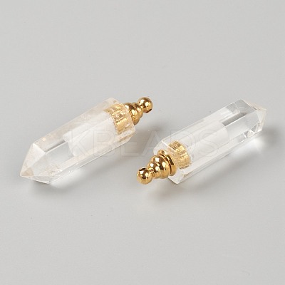 Faceted Natural Quartz Crystal Pointed Pendants G-H252-F07-1