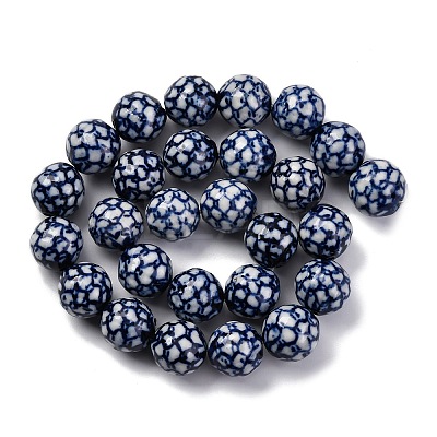 Handmade Blue and White Porcelain Beads Strands PORC-I027-04B-1