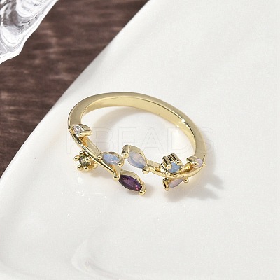Brass Micro Pave Cubic Zirconia Cuff Rings RJEW-H256-02G-1