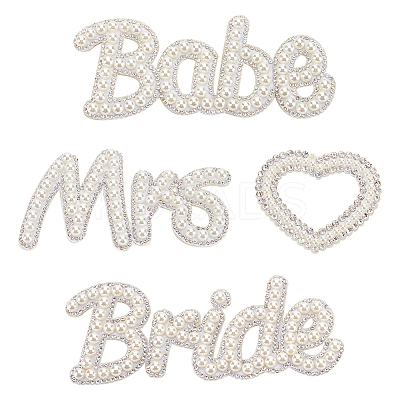 4Pcs 4 Styles Word Non-Woven Fabrics Computerized Embroidery Iron on/Sew on Patches DIY-FG0005-41-1
