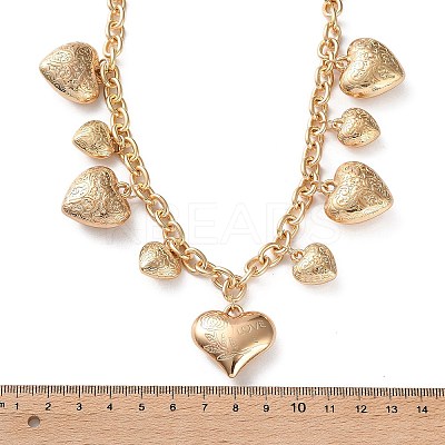 Alloy Flower Textured Heart Bib Necklaces for Women LS-NJEW-S458-01G-1