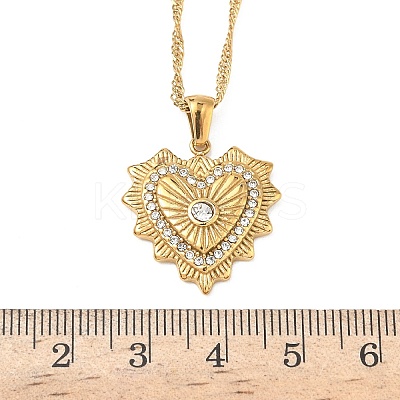 304 Stainless Steel Rhinestone Pendant Necklaces for Women NJEW-B150-01G-02-1