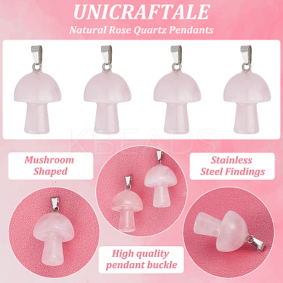 10Pcs Natural Rose Quartz Pendants G-UN0001-18A-1