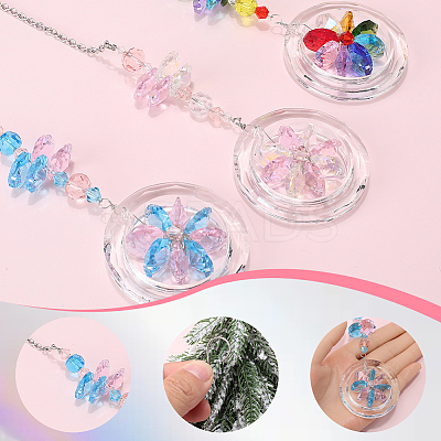 3Pcs 3 Colors 304 Stainless Steel Chain & Glass Pendant Decoration HJEW-SP0001-10-1