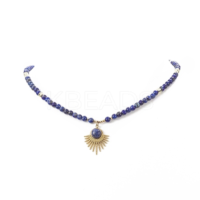 Natural Lapis Lazuli Beaded Necklaces NJEW-JN04226-02-1