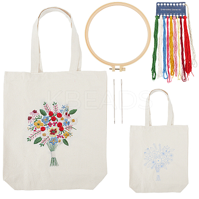 1 Set DIY Tote Bag Embroidery Kit DIY-CP0011-21B-1