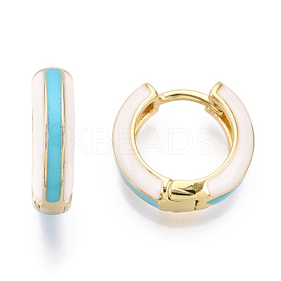 Brass Huggie Hoop Earrings LS-EJEW-S209-07C-1