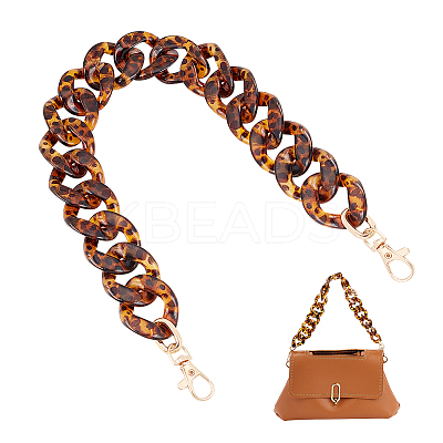 Leopard Print Pattern Acrylic Curb Chain Bag Handles FIND-WH0120-03A-1
