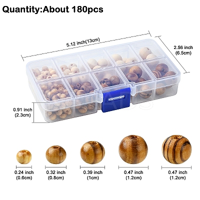 192Pcs Natural Unfinished Wood Beads WOOD-YW0001-47-1