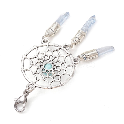 Alloy Woven Net/Web with Synthetic Turquoise Pendants Decorations HJEW-TA00194-02-1