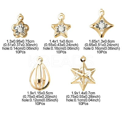50Pcs 5 Style Rack Plating Iron Charms FIND-YW0003-87-1