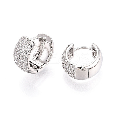 Brass Micro Pave Clear Cubic Zirconia Hoop Earrings EJEW-T048-48P-1