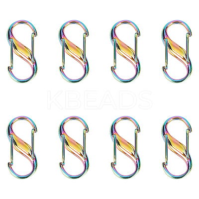 8Pcs Aluminium Alloy Double Gated Carabiner S-Hook Clasps FIND-WR0007-80-1