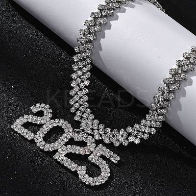 Brass Full Crystal Rhinestone 2025 Pendant Necklaces for Women NJEW-Q005-01P-1
