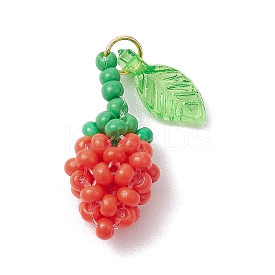 Glass Seed Beaded Rose Pendants PALLOY-MZ00627-04-1
