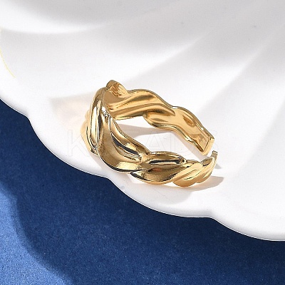 304 Stainless Steel Open Cuff Ring for Women RJEW-M049-01G-08-1