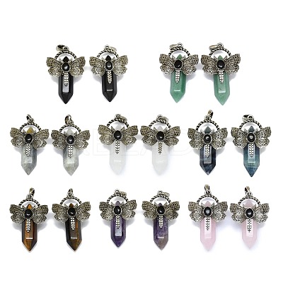 Natural Mixed Stone Faceted Pointed Bullet Big Pendants G-Q165-01AS-1