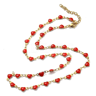 Ion Plating(IP) Golden 304 Stainless Steel Heart Link Chain Necklaces NJEW-E098-02G-1