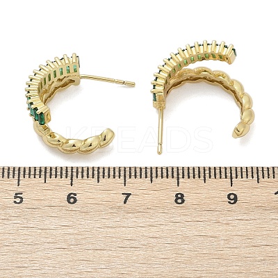 Twist Brass Micro Pave Cubic Zirconia Stud Earrings EJEW-M082-16G-01-1