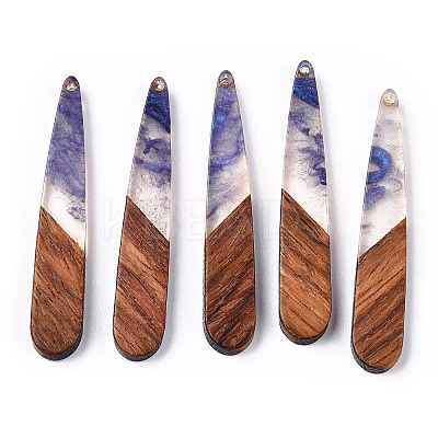 Transparent Resin & Walnut Wood Pendants RESI-ZX017-44-1