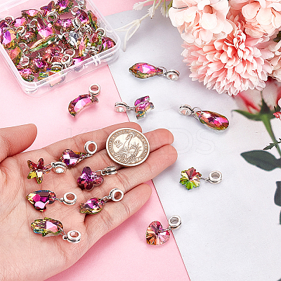 36Pcs 12 Styles Alloy Glass European Dangle Charms PALLOY-PH01787-1