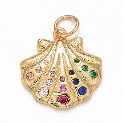 Rack Plating Brass Micro Pave Colorful Cubic Zirconia Pendants KK-M229-13G-1