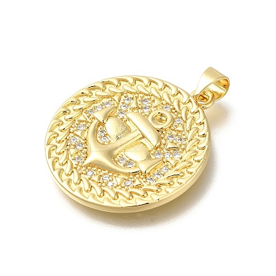Rack Plating Brass Micro Pave Cubic Zirconia Pendants KK-Z086-67G-02-1