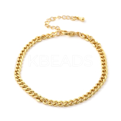 Brass Curb Chain Bracelets for Women Men BJEW-F494-01G-01-1