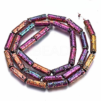 Electroplated Natural Lava Rock Beads Strands G-T114-76-1
