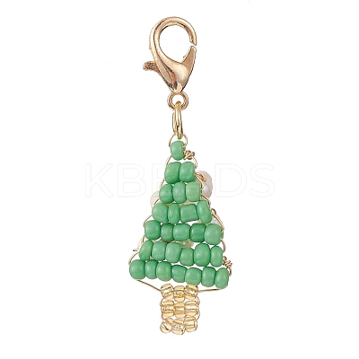 Glass Seed Beaded Pendant Decorations HJEW-JM01062-1
