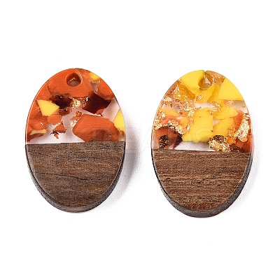 Transparent Resin and Walnut Wood Pendants RESI-T057-04M-1