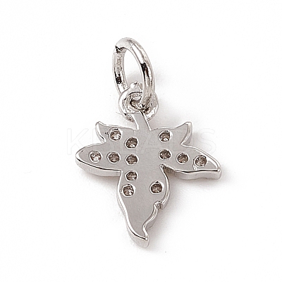 Brass Micro Pave Clear Cubic Zirconia Maple Leaf Charms ZIRC-F132-44P-1