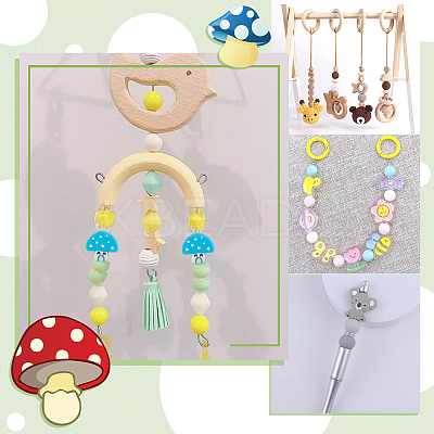 20Pcs 2 Colors Mushroom Food Grade Eco-Friendly Silicone Beads SIL-CP0001-03-1