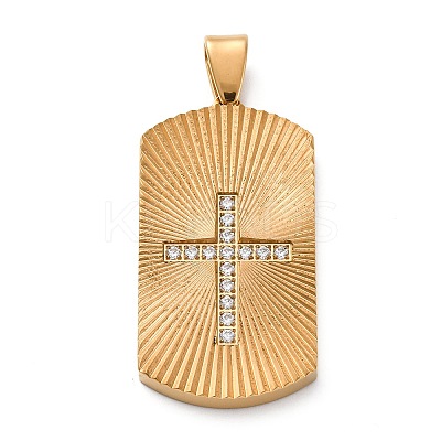 304 Stainless Steel Micro Pave Cubic Zirconia Pendants STAS-U043-26G-1