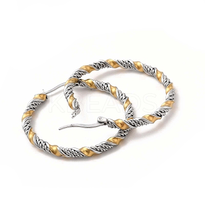 Non-Tarnish 304 Stainless Steel Twist Rope Hoop Earrings for Women LS-EJEW-C011-03P-1