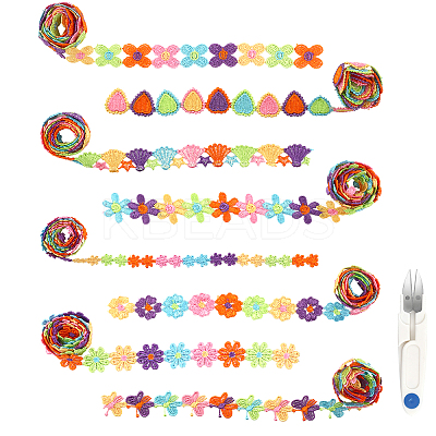 8 Strands 8 Styles Polyester Lace Trims OCOR-GL0001-04-1